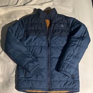 The North Face Navy and Mustard Puffer Jacket